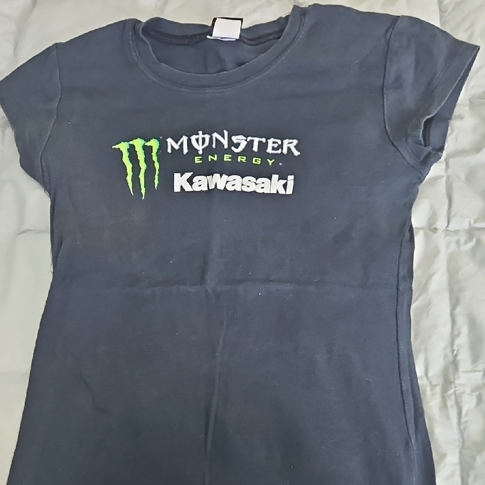 Womans Kawasaki Monster Energy T-Shirt - Black
